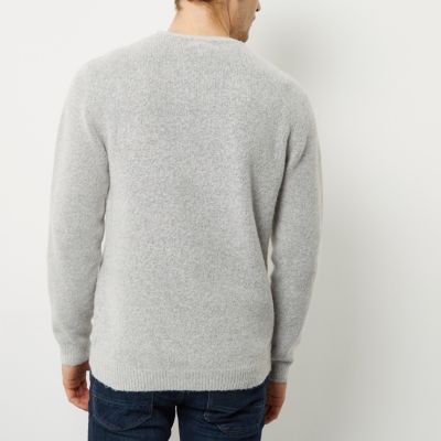 Grey soft crew neck knit jumper